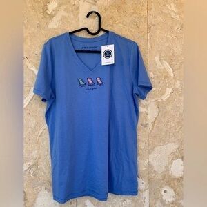 Life Is Good Men's Sky Blue V-Neck Tee